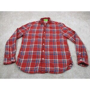Flint And Tinder Shirt Men Small Red Blue Flannel Plaid Cotton Casual Button Up
